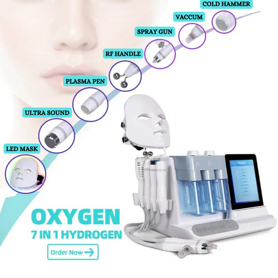 Advanced 7-in-1 HydraFacial Machine (Upgraded to 8-in-1 with Heat-Cool Abrasion + Dual BIO-RF Handle) – The Ultimate Facial & Skin Rejuvenation System